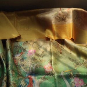 Golden Yellow digital print saree 