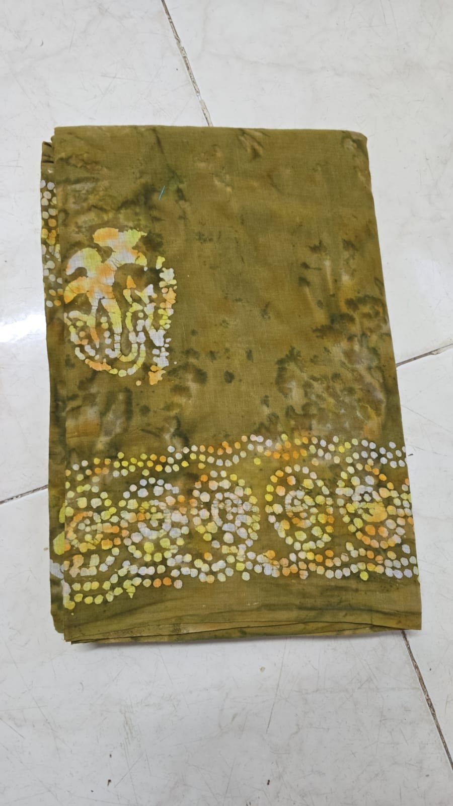 Green Batik print saree
