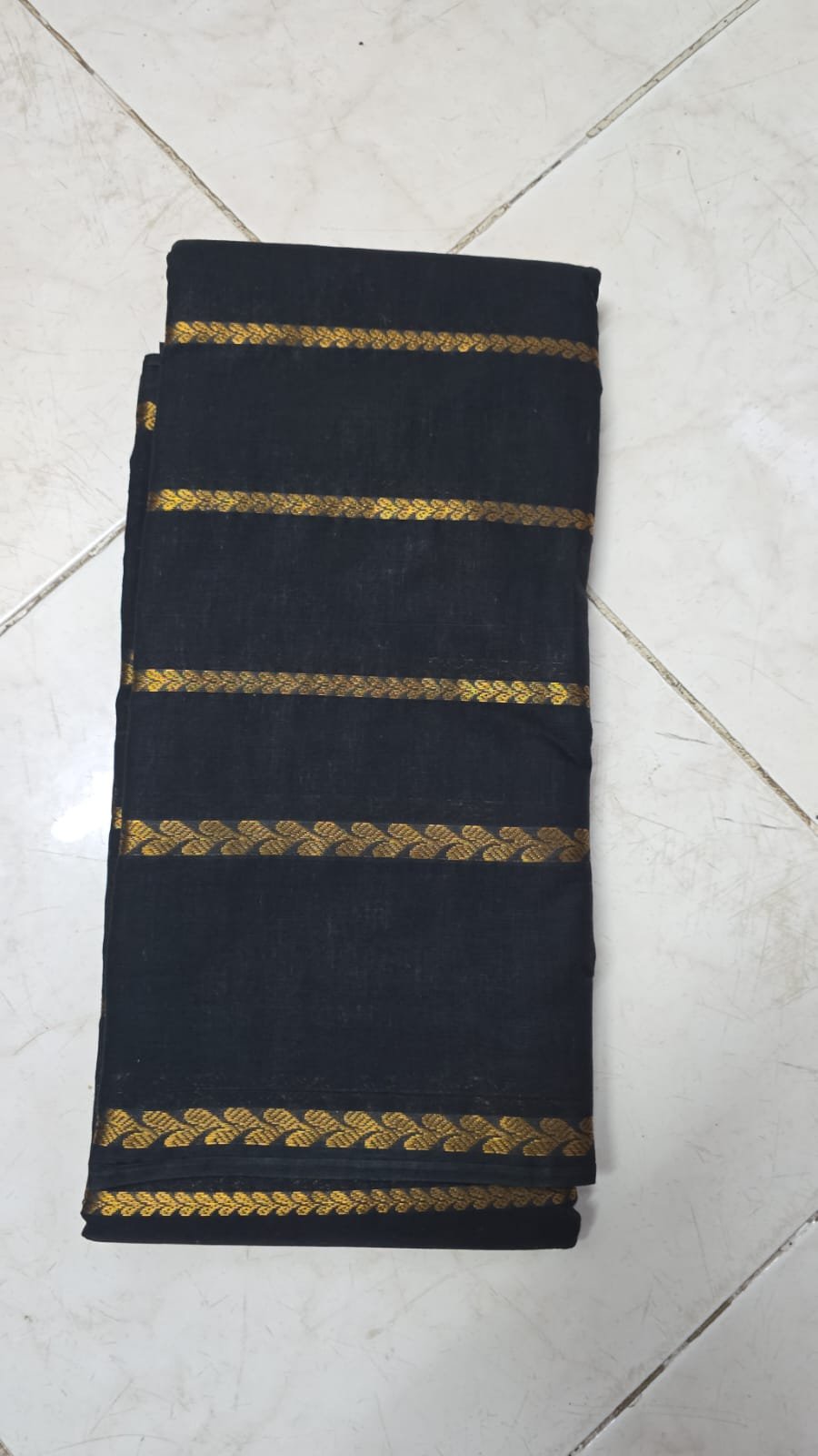 Grey black cotton saree 