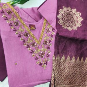 3 Piece Kurti Set Wine Purple