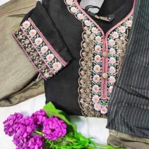 3 Piece Kurti Set Black