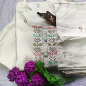 3 Piece Kurti Set White
