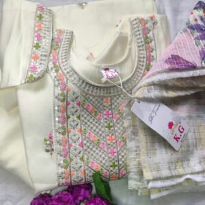 3 Piece Kurti Set White Grand