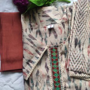 3 Piece Kurti Set Sandal Grey